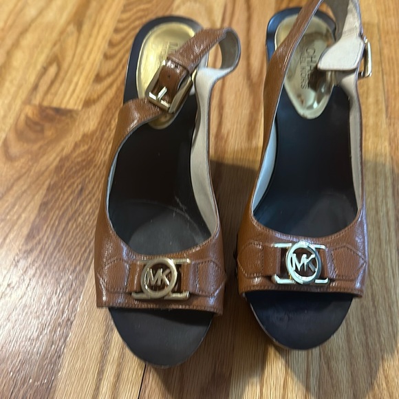 Michael Kors Platform Shoes - Like New - Sz8 Wood Wedge / Slingback - - Picture 1 of 6